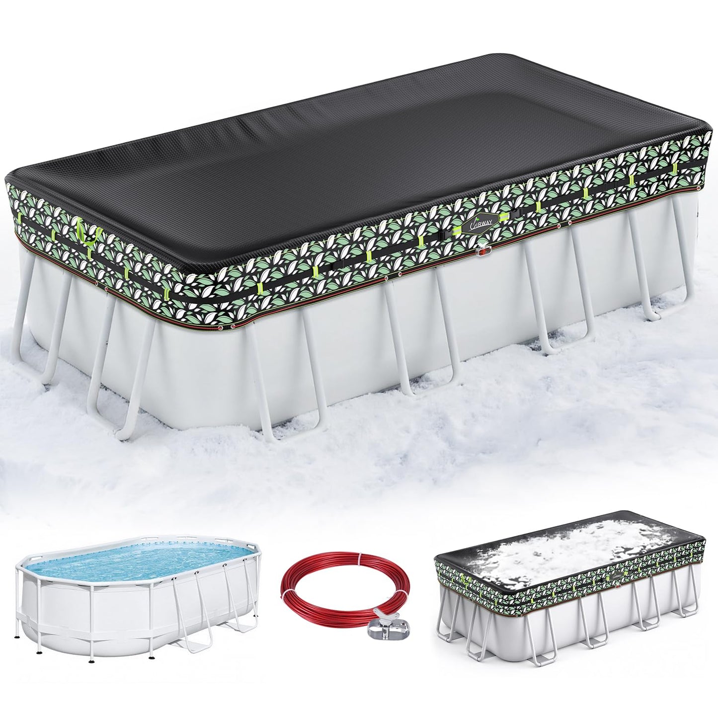 Extra-Thick Winter Pool Cover – 200gsm Heavy-Duty, Cold-Resistant & Windproof Cover for Above-Ground Pools